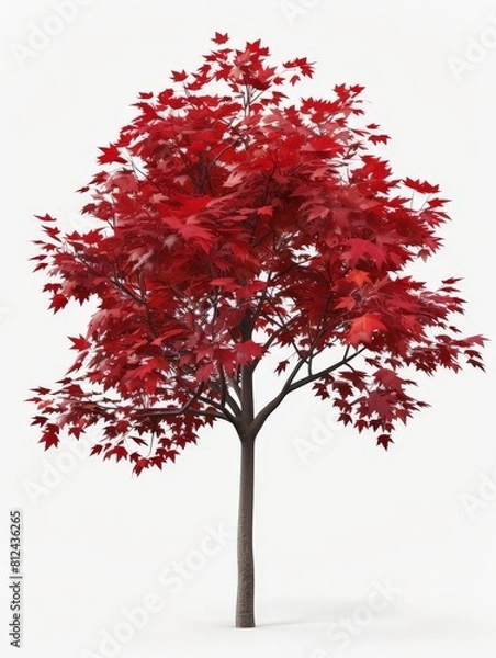 Fototapeta Elegant Red Maple Leaves in 3D Render Clipart