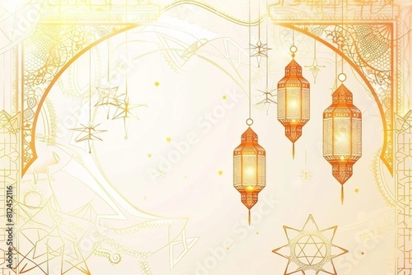 Fototapeta Pattern background for greeting the arrival of Ramadan day