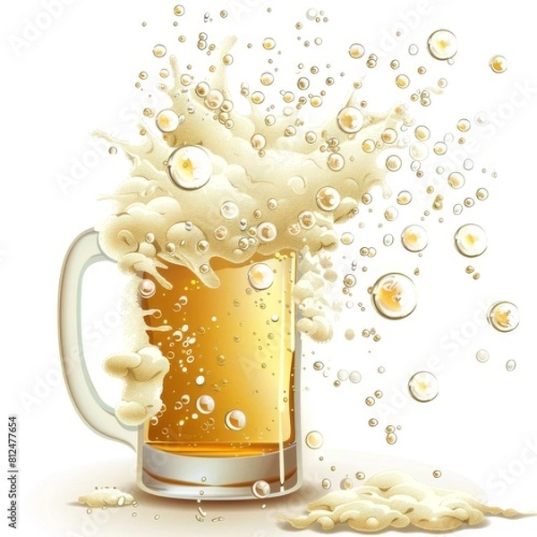 Fototapeta Dynamic Beer Splash Illustration