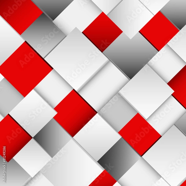 Obraz Abstract white and red square background