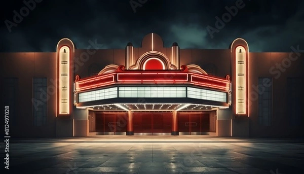 Obraz Old fashioned cinema marquee with blank spaces for film titles or event listings, great for retro themed designs
