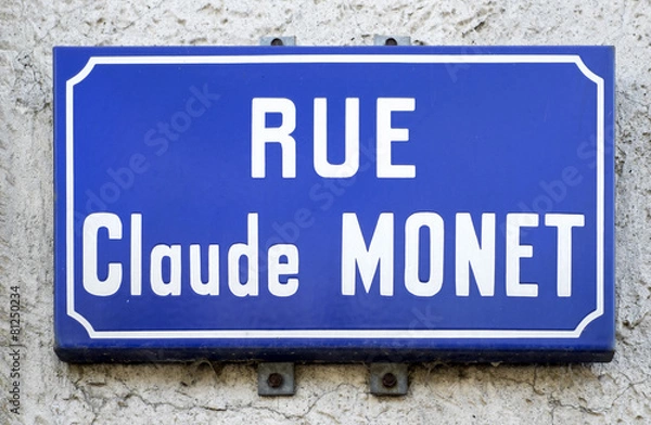 Obraz Ancien modèle de plaque de la rue Claude Monet (Giverny)