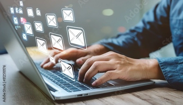 Fototapeta Digital Dialogue: Online Communication and Email Marketing Notifications