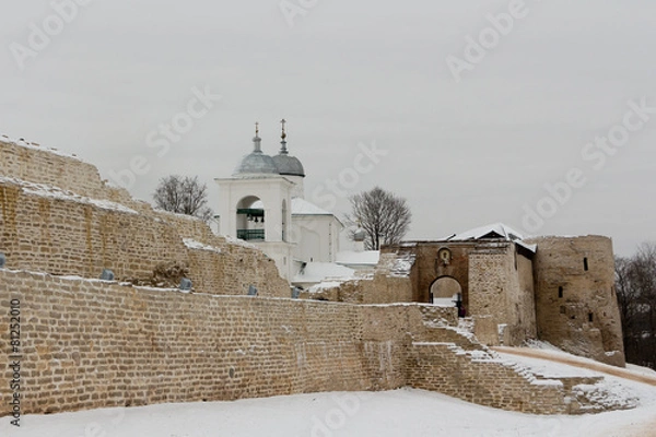Fototapeta Izborsk fortress in winter
