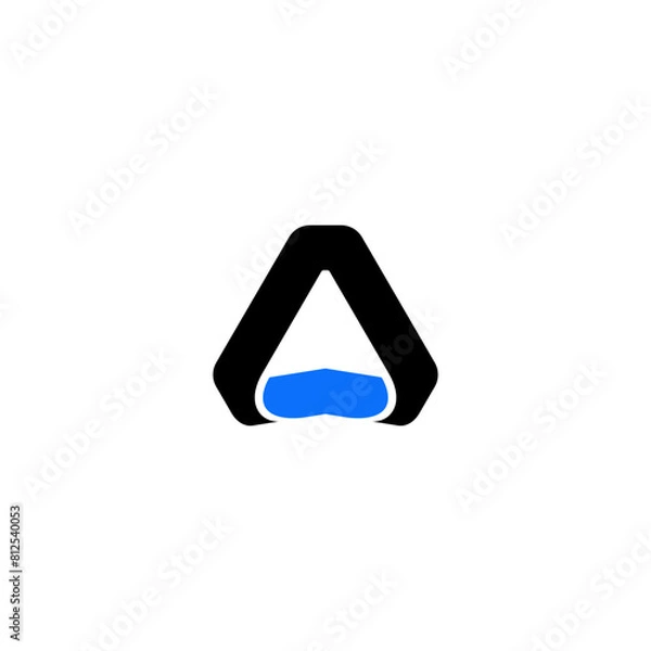 Obraz monogram A logo design with arrow in flat style black color and blue color