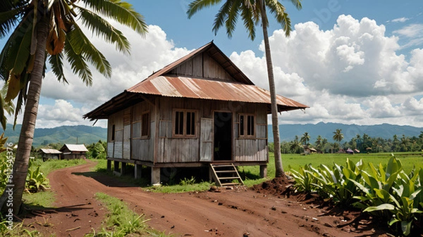 Obraz AI image generate Malay village house