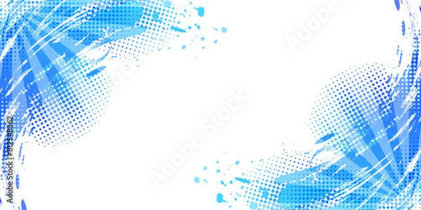 Obraz Blue Gradient Brush Texture Background with Halftone Effect. Vibrant Sport Background with Grunge Style