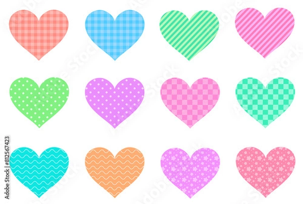 Fototapeta ハートのフレームセット　素材　ラベル　飾り　枠　見出し　タイトル　あしらい　ギフト　おしゃれ　柄　ポップ　シンプル