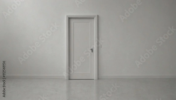 Fototapeta minimalist photo of a white door with white walls made by AI generative