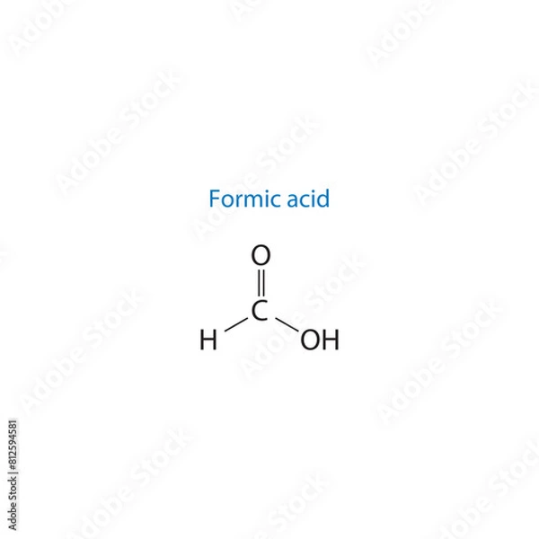 Fototapeta Formic acid molecule skeletal structure diagram.organic compound molecule scientific illustration on white background.