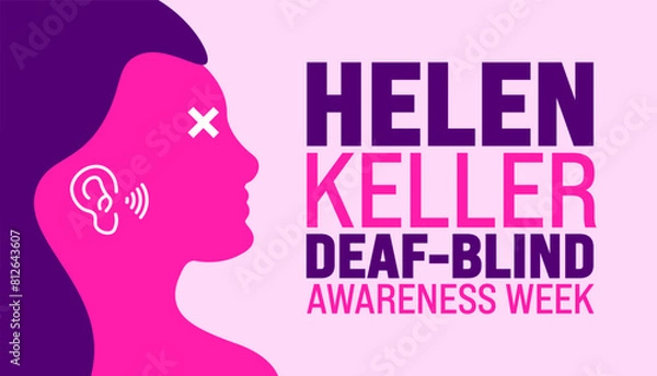 Fototapeta June is Helen Keller Deaf Blind Awareness Week background template. Holiday concept. use to background, banner, placard, card, and poster design template with text inscription and standard color.