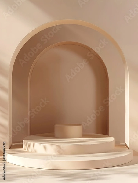 Fototapeta 3d background products display podium scene with geometric platform. background vector 3d rendering with podium. stand to show cosmetic products. Stage showcase on pedestal display bei. Generative Ai.