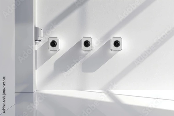 Fototapeta Camera technology advances home security setups, allowing for fast, enhanced protection with automated alarms and cloud-based surveillance.