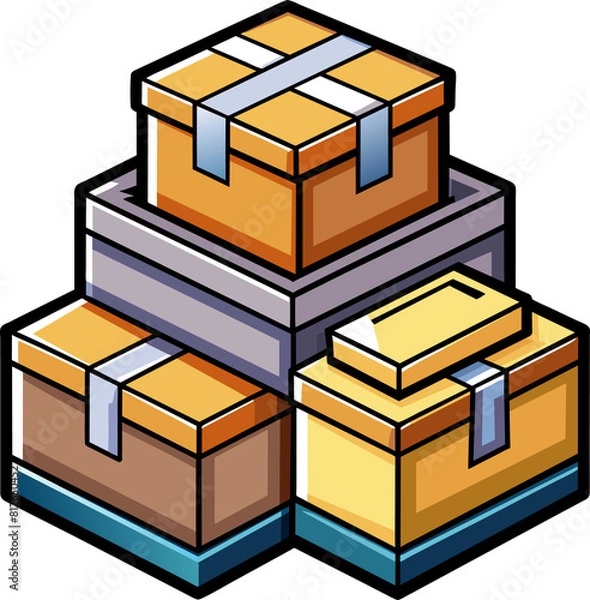 Fototapeta Boxes Flat Color Cartoon isolated on a transparent background