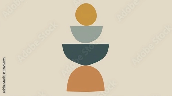 Fototapeta An image featuring balanced geometric shapes in muted colors creating an abstract and harmonious composition