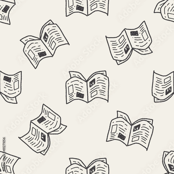 Fototapeta newspaper doodle drawing seamless pattern background