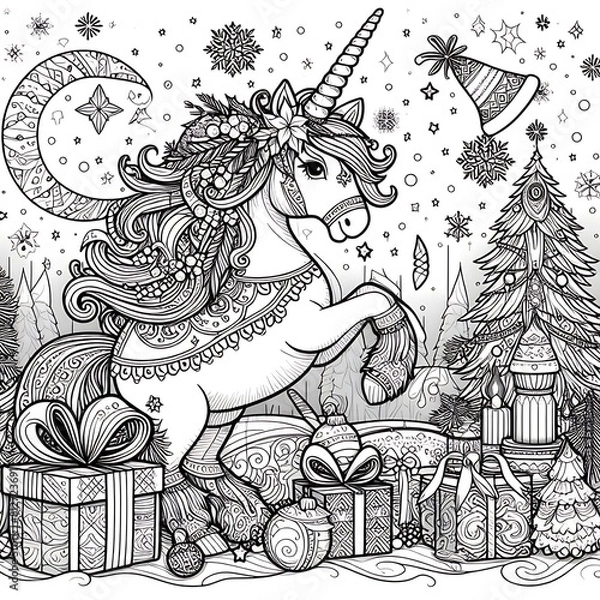 Fototapeta A coloring page of a unicorn image photo photo used for printing card design illustrator illustrator.