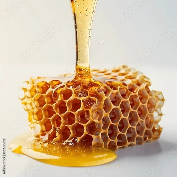 Fototapeta Honeycomb Dripping with Golden Honey Capturing the Essence of Sweetness in Delicate Hexagonal Patterns and Natural Lighting