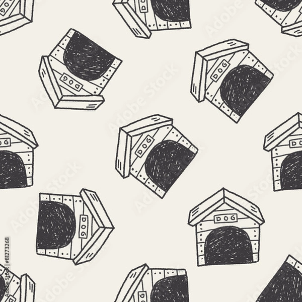 Fototapeta doodle dog house seamless pattern background