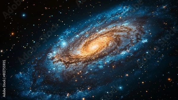 Fototapeta Enchanting spiral nebula presented in a magnificent display of vivid and captivating cosmic colors