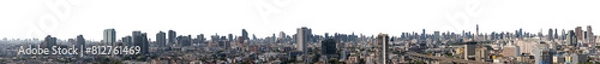 Fototapeta Panorama City Skyline of Bangkok Thailand Isolated on PNGs transparent background, Use for visualization in architectural presentation	
