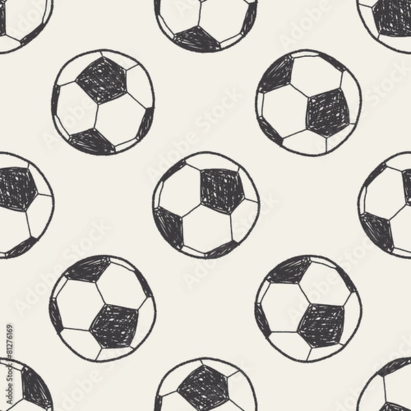 Fototapeta Doodle soccer seamless pattern background