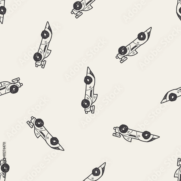 Fototapeta racing doodle seamless pattern background