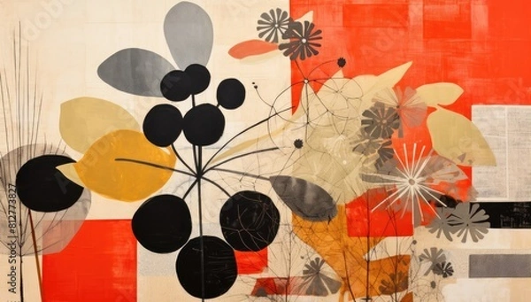 Fototapeta Abstract Blossoms: Artistic Interpretation of Floral Elements in Background