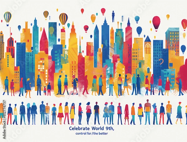 Fototapeta Crafting a Digital Legacy. Creating a Timeless Vector Illustration for World Population Day

