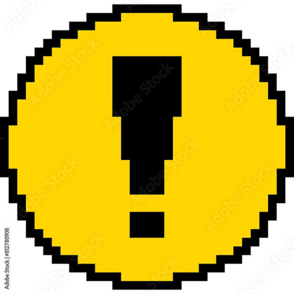 Fototapeta pixel, exclamation mark, pixel exclamation mark, caution, yellow caution