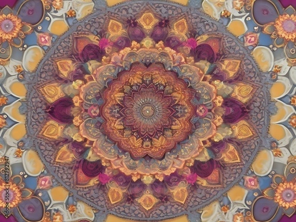 Fototapeta a colorful mandala with intricate patterns and designs