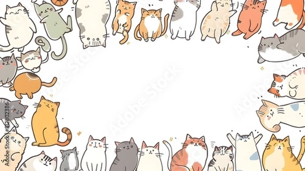 Fototapeta Cute Cartoon Cats and Kittens in Collage Pattern for Graphic Design
