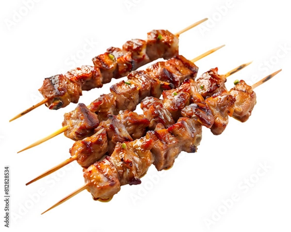 Fototapeta Pork skewers, on transparent background