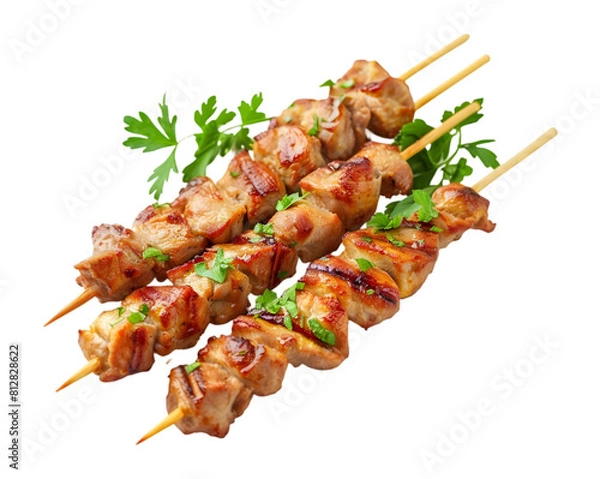 Fototapeta Pork skewers, on transparent background