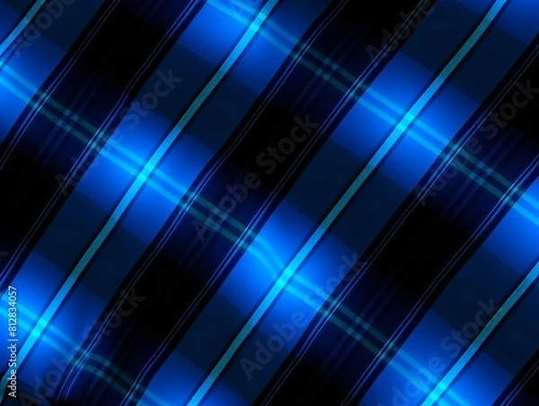 Fototapeta Black and neon blue plaid pattern background texture