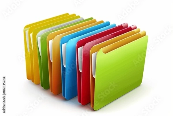 Fototapeta Colorful file folders organized in a row.