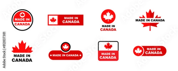 Fototapeta Set of made in Canada emblem vector. Canadian manufactured. Production on Canada.