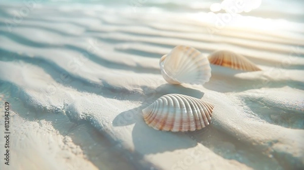Obraz seashells on sand beach : Generative AI
