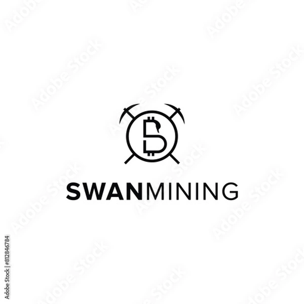Fototapeta swan mining simple sleek creative modern geometric logo design vector