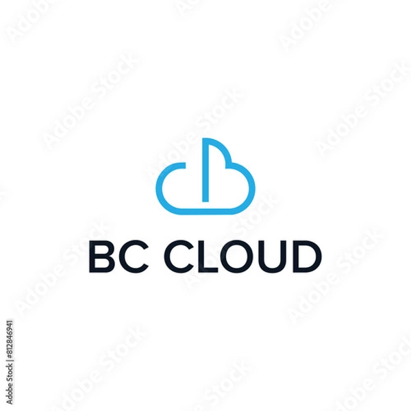 Obraz BC cloud simple sleek creative modern geometric logo design vector