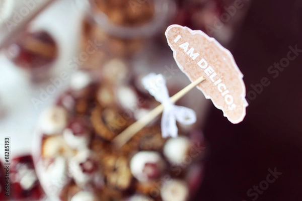 Fototapeta I am delicious text for candy bar