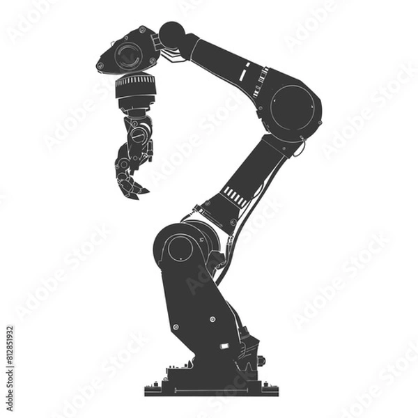 Fototapeta Silhouette industrial robotic arm black color only