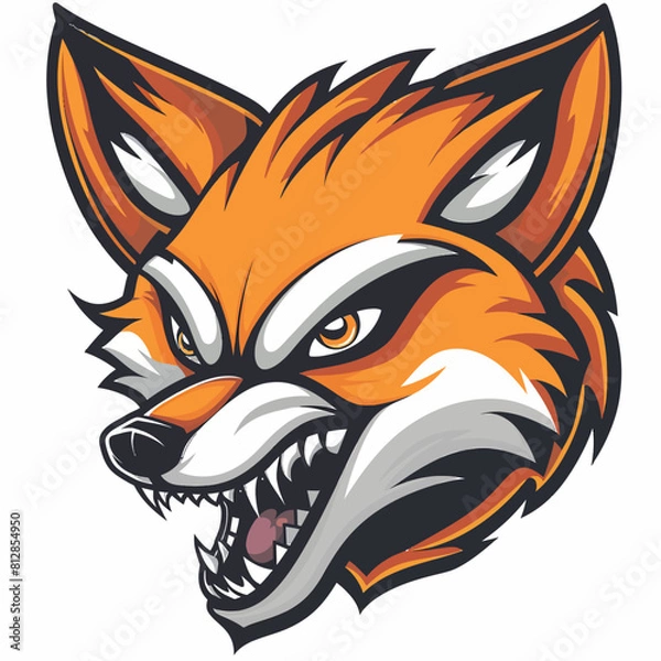 Obraz Graphics of angry fox in sports graphic logo