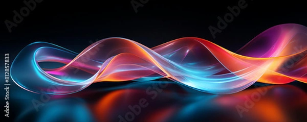 Obraz Dynamic ribbons of neon light curve through space, a high definition abstract scene, capturing movement without blur or defects for a polished look.