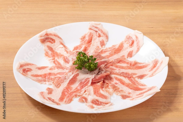 Fototapeta ［沖縄県産　あぐー］豚肩ロース　しゃぶしゃぶ用