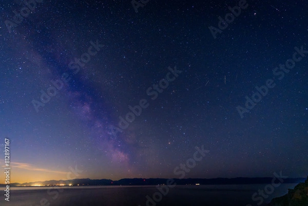 Obraz Milky way above ocean in vancouver island
