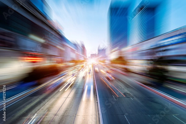 Fototapeta cars in highway with blur motion