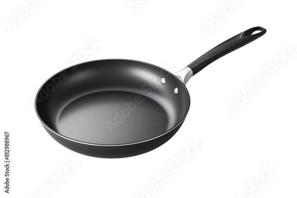 Fototapeta Nonstick frying pan with a long handle. It is black in color. Isolated on a transparent background.