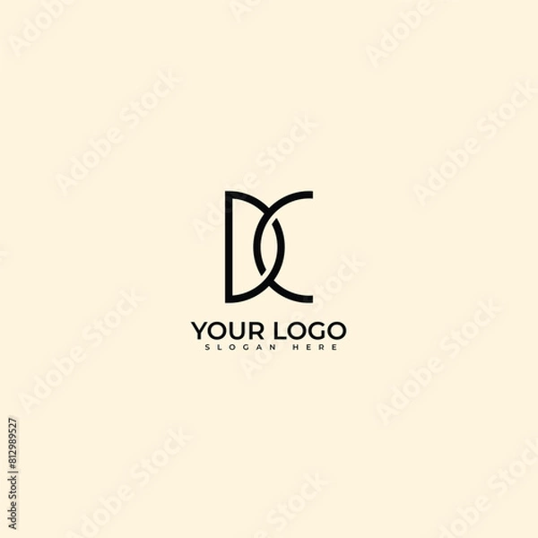 Fototapeta Monogram initials letter D C or dc modern logo vector