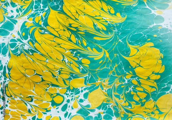 Obraz green yellow ebru